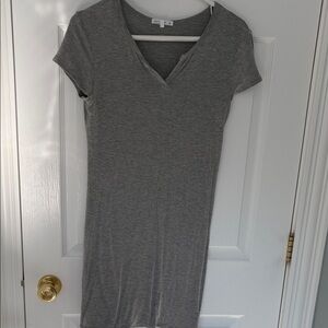 Gray V-Neck T-Shirt Dress
